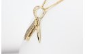 Yellow Gold Pocket Knife Pendant Set With Crystals